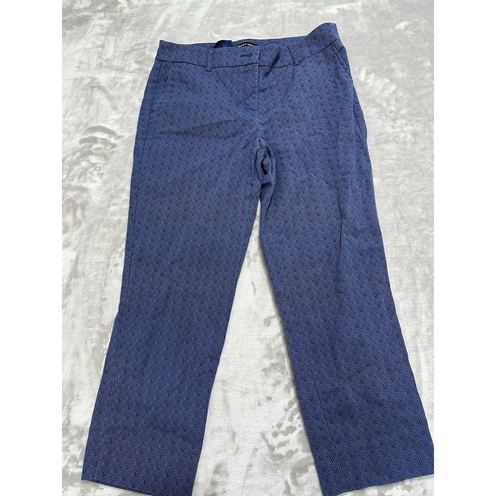 Hilary Radley Capris Pants Women's Size 6 Blue Cotton Stretch Pockets Button EUC